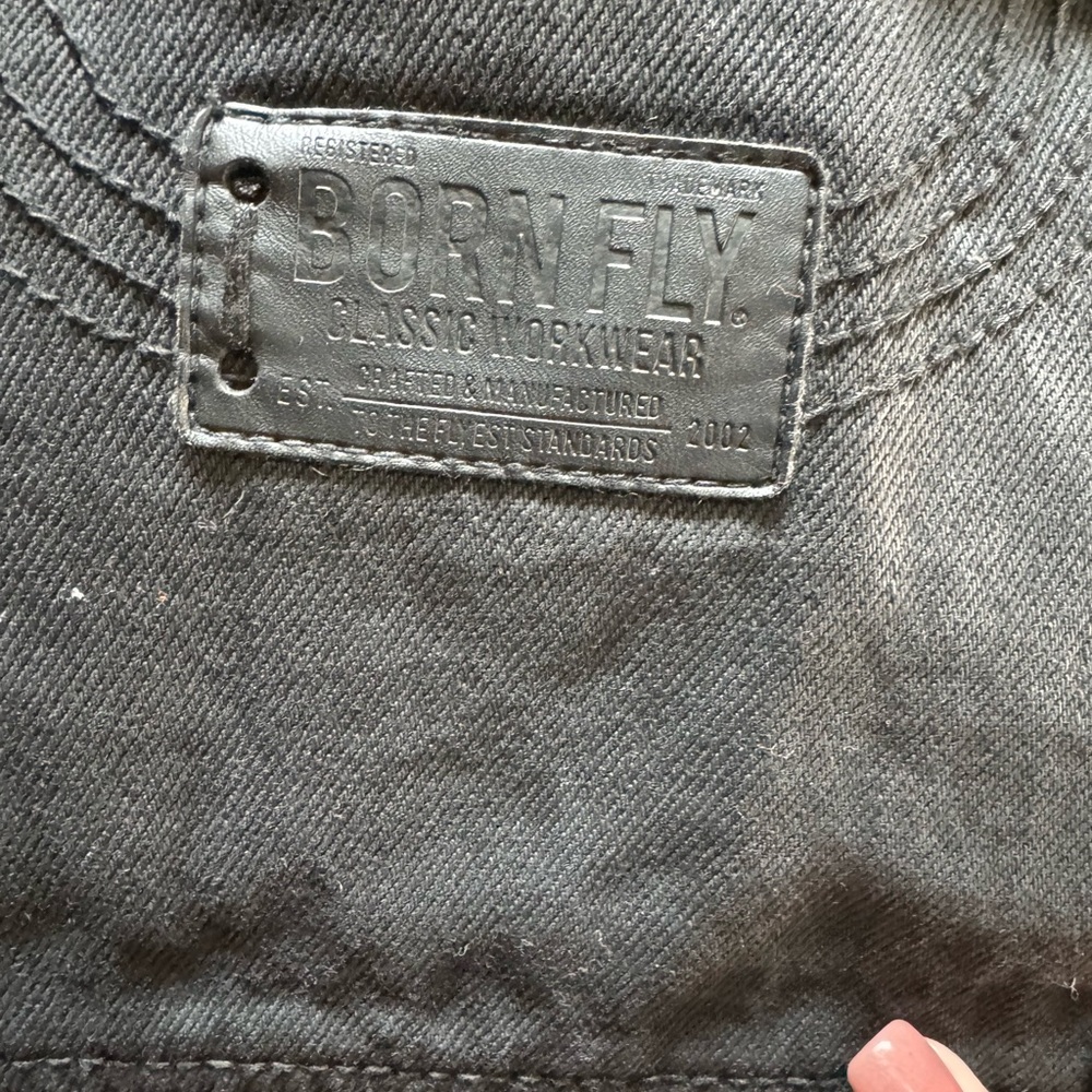 Born fly coated black denim/ jean jacket with gold hardware - Picture 5 of 12